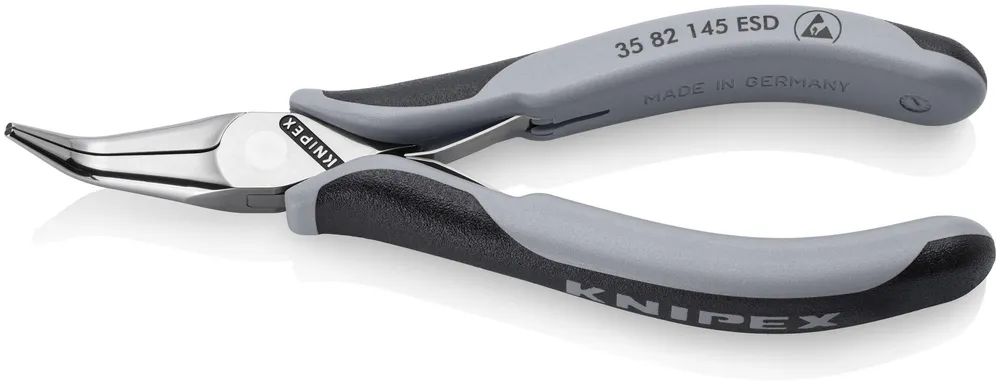 KNIPEX Elektronik-Greifzange ESD mit durchgestecktem Gelenk mit Mehrkomponenten-Hüllen spiegelpoliert 145 mm