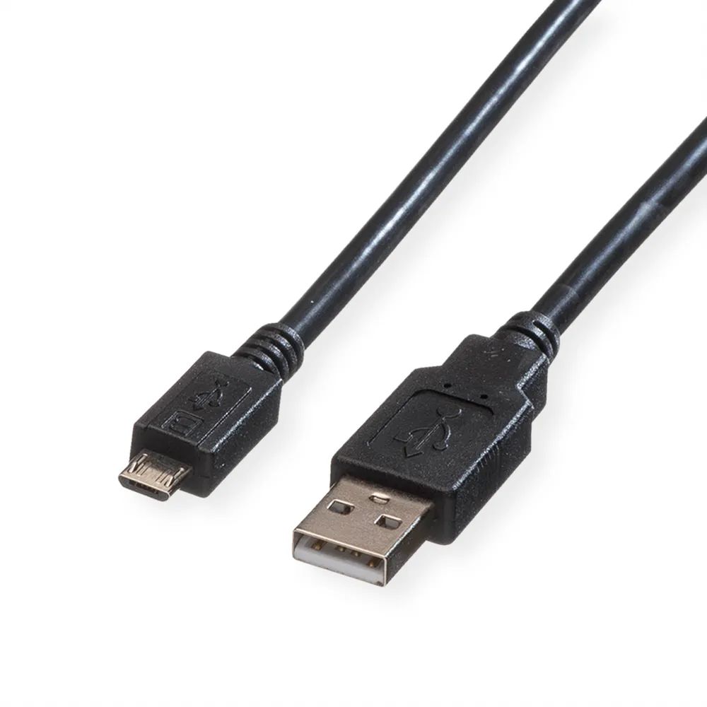 ROLINE USB 2.0 Kabel, USB A ST - Micro USB B ST, schwarz, 1,8 m