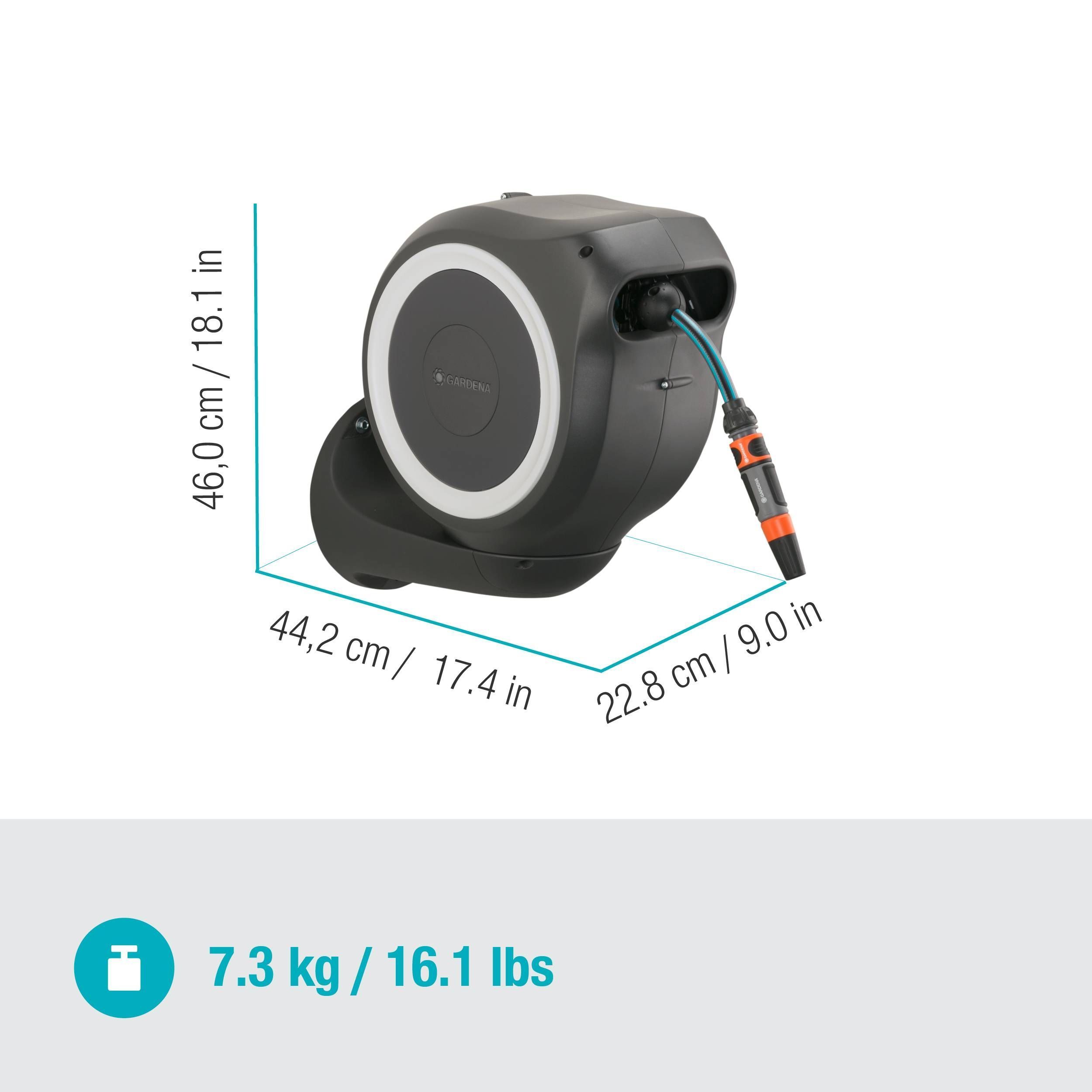 Gardena Wand-Schlauchbox RollUp S, 15 m, weiß