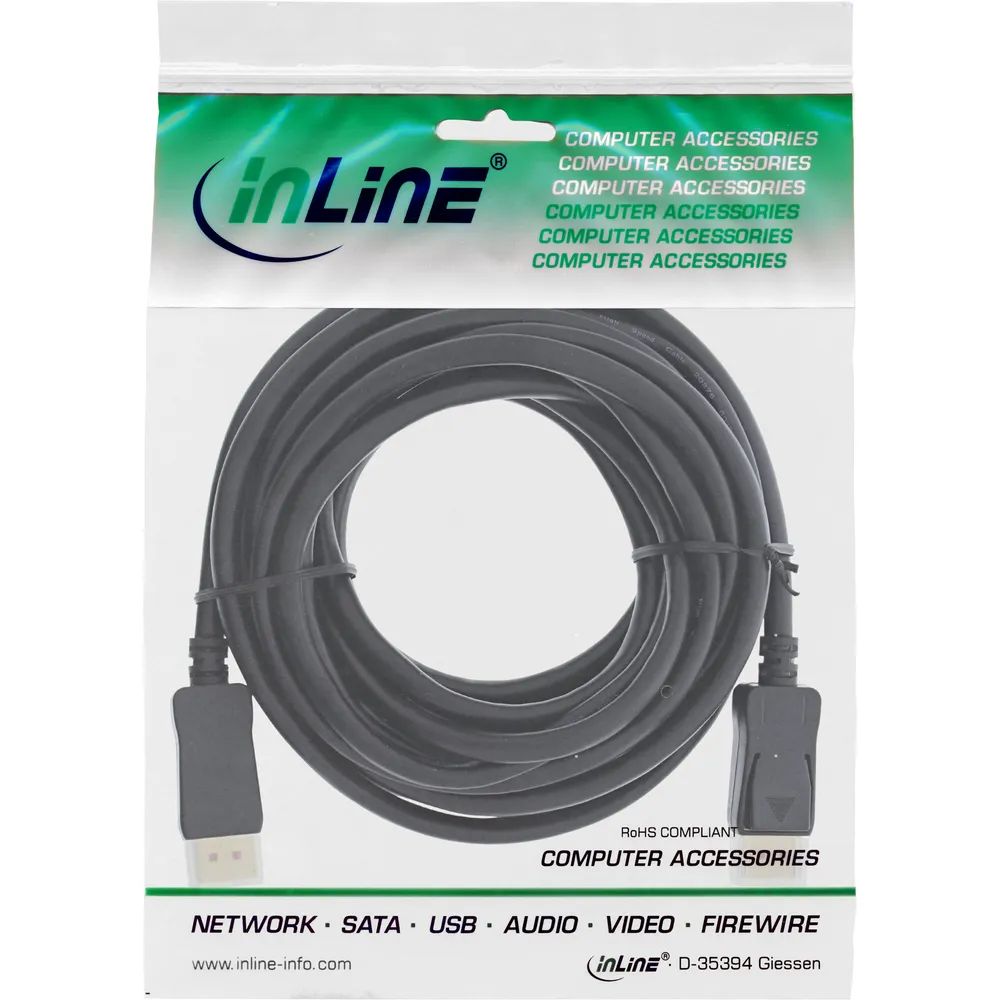 InLine DisplayPort 1.4 Kabel aktiv - 8K4K - schwarz - vergoldete Kontakte - 7,5m
