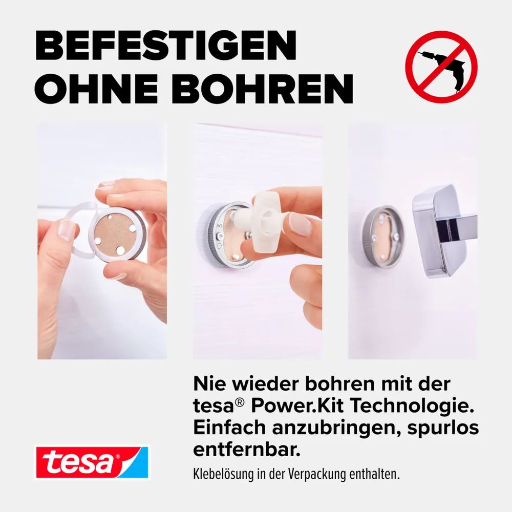tesa® ELEGAANT WC-Bürstengarnitur–mit Klebelösung