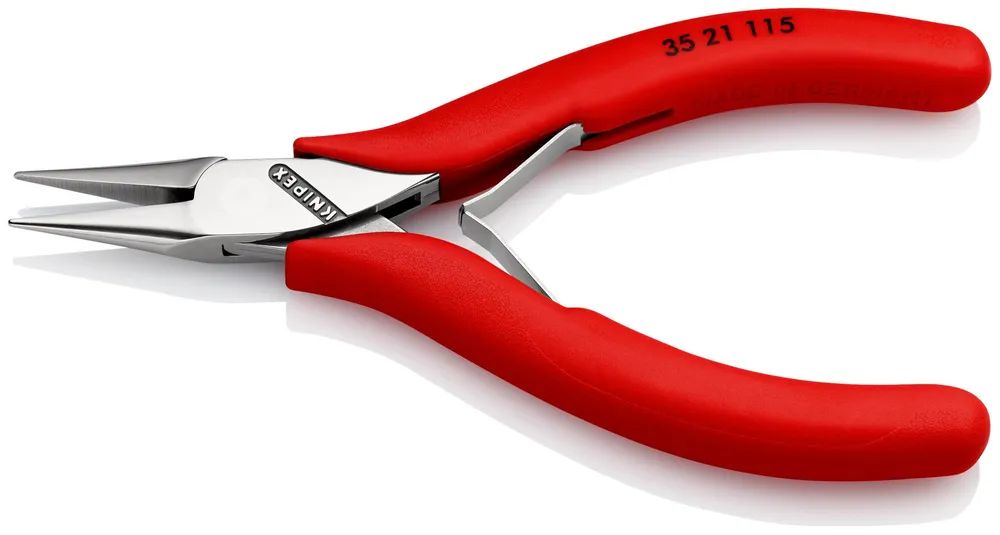 KNIPEX Elektronik-Greifzange mit durchgestecktem Gelenk mit rutschhemmenden Kunststoff-Hüllen 115 mm