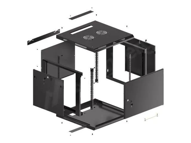 Lanberg WF01-6609-00B - Schrank Netzwerkschrank - geeignet für Wandmontage - Schwarz, RAL 9004 - 9U - 48.3 cm (19")