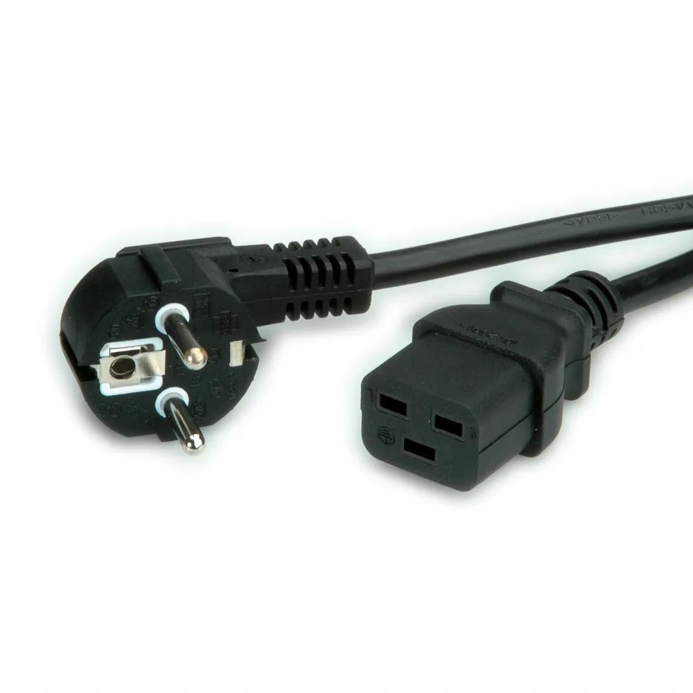 VALUE Netzkabel Schutzkontakt CEE7/7 - IEC320-C19, 16A, schwarz, 2 m