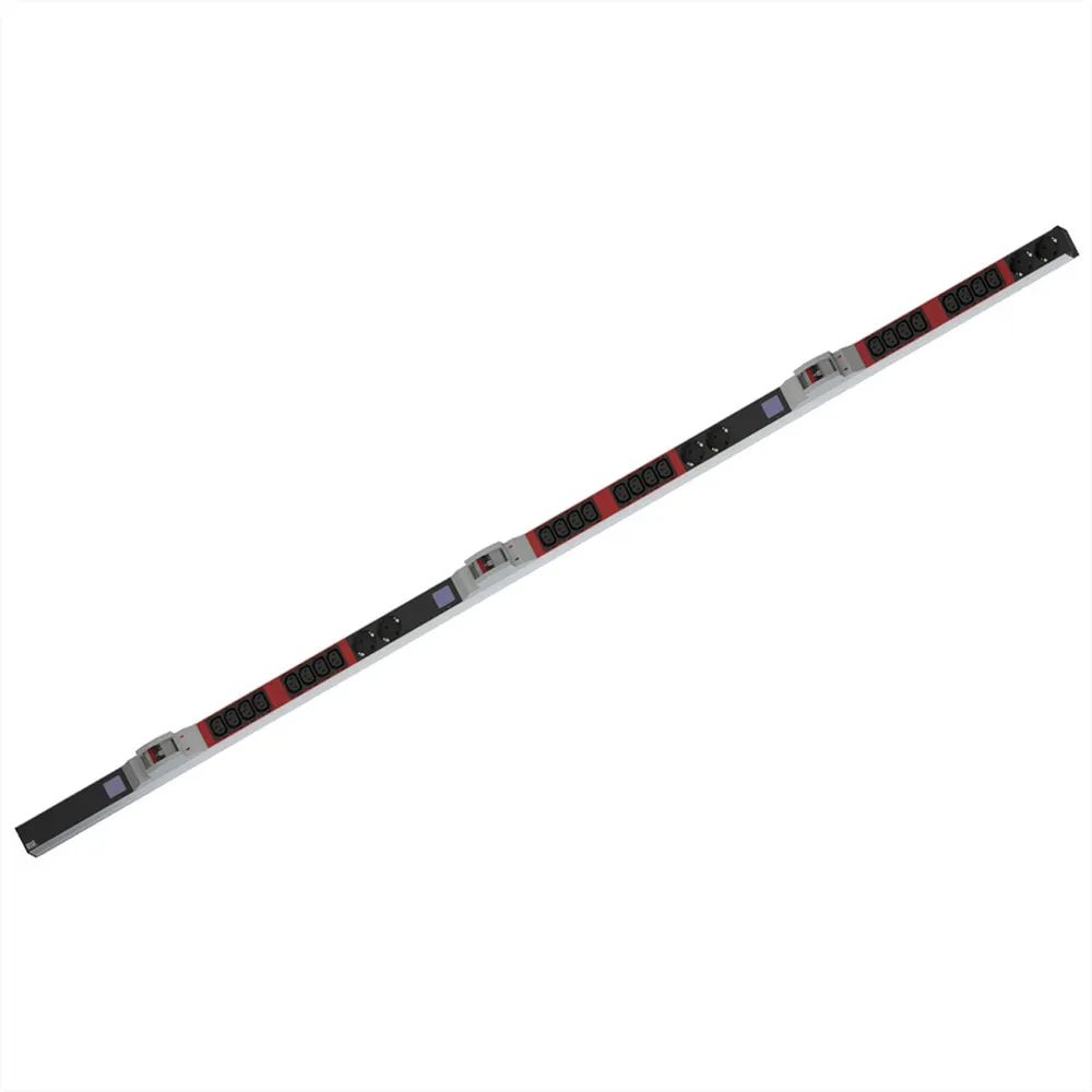 BACHMANN BN0500 19" PDU 1HE 24xC13,6xSchutzkontakt, Leistungsmessg.,Anschl.CEE 3x32A, rot