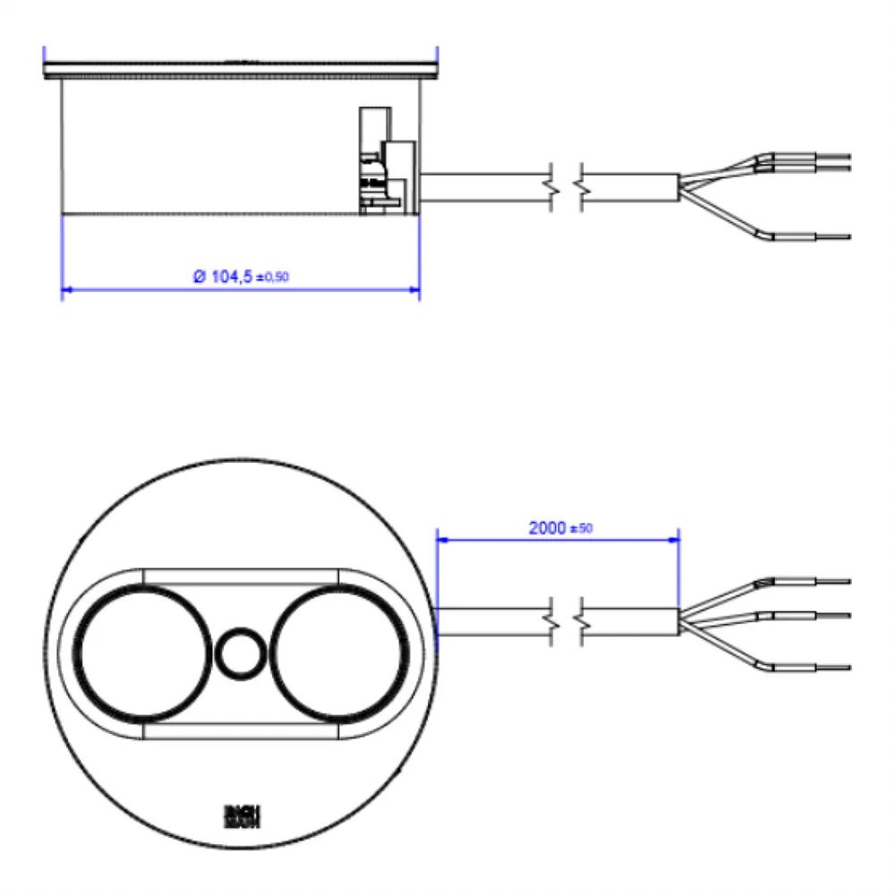BACHMANN TWIST 2 1xCEE7/3 1xUSB A/C 22W 2,0m AEH Edelstahl-Optik rund