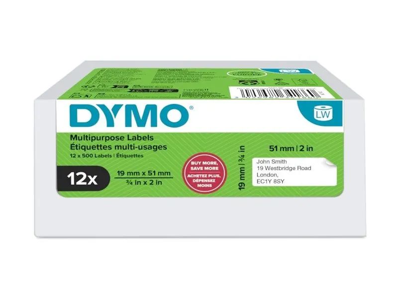 Dymo Etiketten Vielzweck 12 Rollen a 500 weiss ablösbar