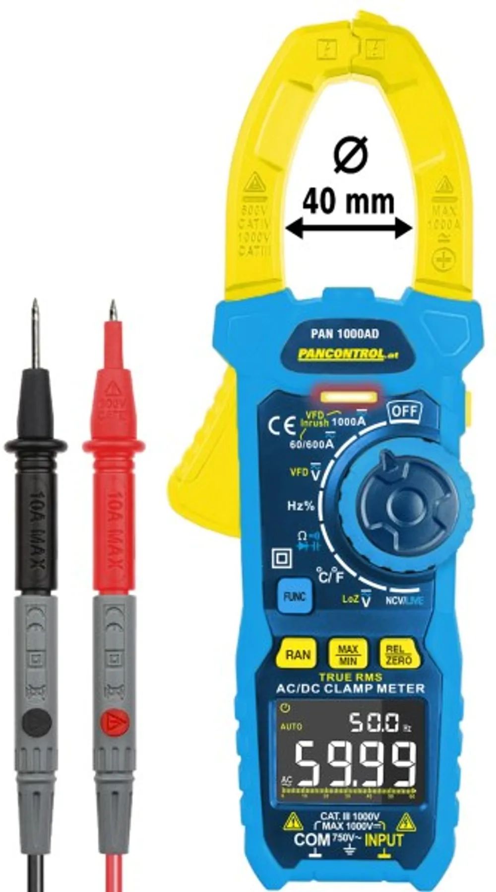 PANCONTROL Digital-Stromzange 1000A AC/DC True RMS  ø=40 mm