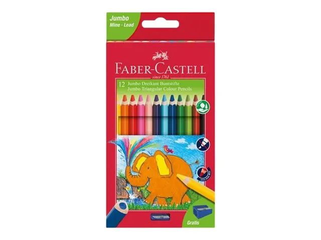 FABER-CASTELL Jumbo - Farbstift - ausgewählte leuchtende Farben - 5.4 mm - besonders dick (Packung mit 12)