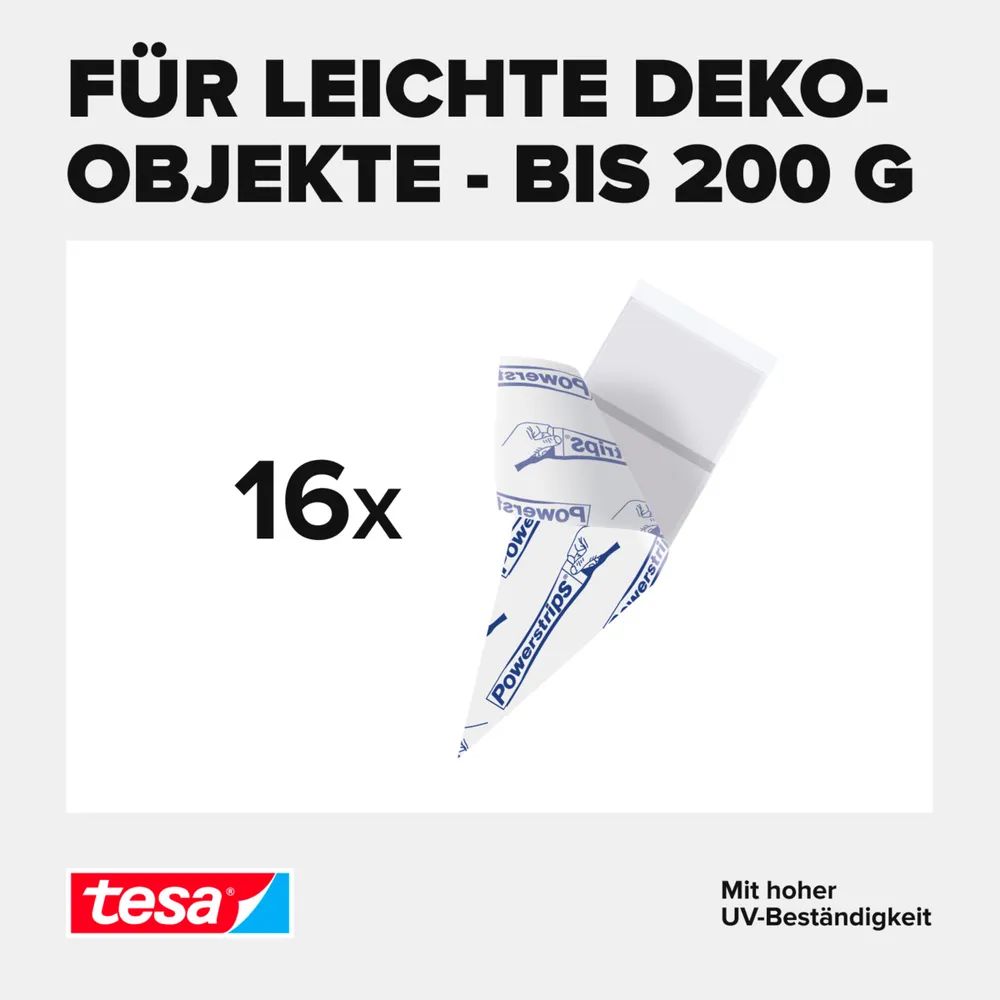 Tesa Powerstrips Transparent DECO - Montage-Etikett - Weiß - Indoor - 16 Stück(e)
