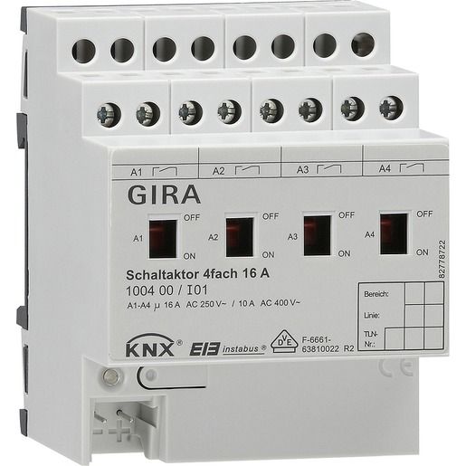 Gira REG-SCHALTAKT.4FACH M.HANDBET. / GIRA 100400 INSTABUS 100400