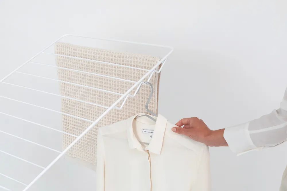 Brabantia HangOn-Wäscheständer, 25 Meter mit Stang - White