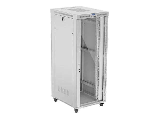 Lanberg FF01 series V2 - Schrank Netzwerkschrank - 800 x 1000, flat pack, with glass door - mit LCD-Bildschirm, Thermostat - freistehend - Grau, RAL 7035 - 42HE - 48.3 cm (19")