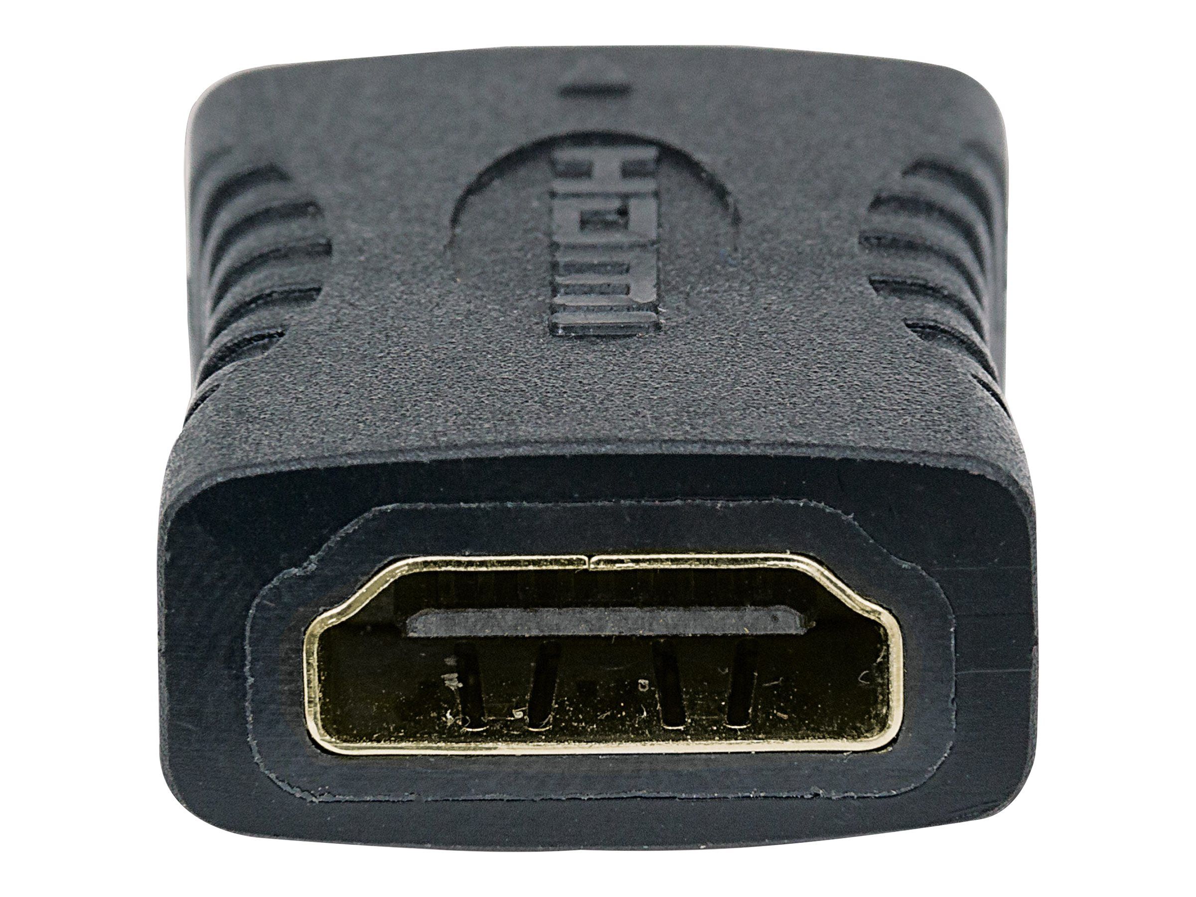 Manhattan HDMI Coupler, 4K@60Hz (Premium High Speed), Female to Female, Straight Connection, Black, Ultra HD 4k x 2k, Fully Shielded, Gold Plated Contacts, Lifetime Warranty, Polybag