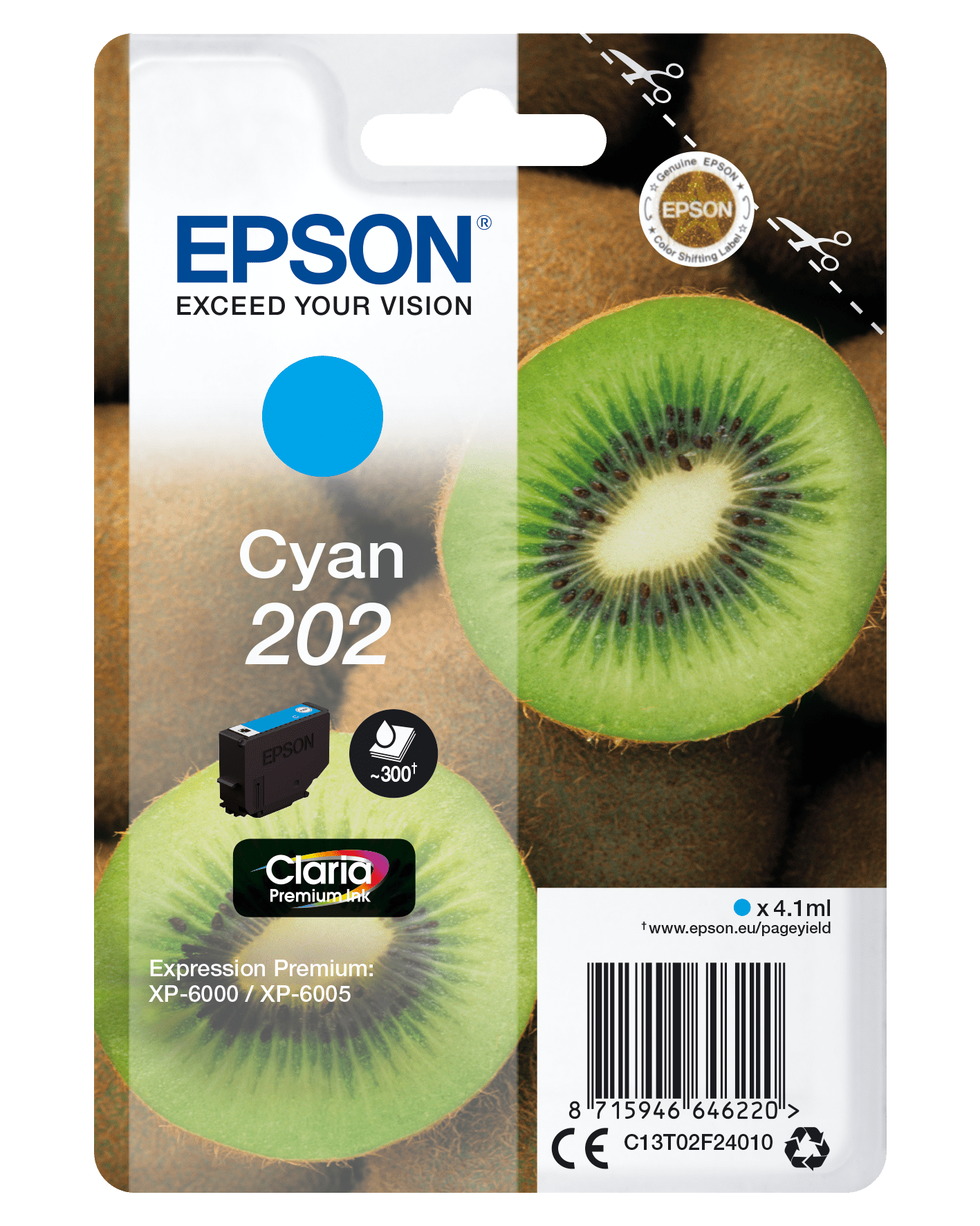 Epson 202 Tinte Kiwi Single, Standard, cyan