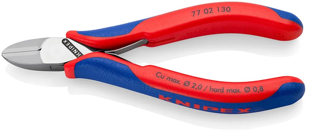 KNIPEX Elektronik-Seitenschneider mit durchgestecktem Gelenk mit Mehrkomponenten-Hüllen 130 mm