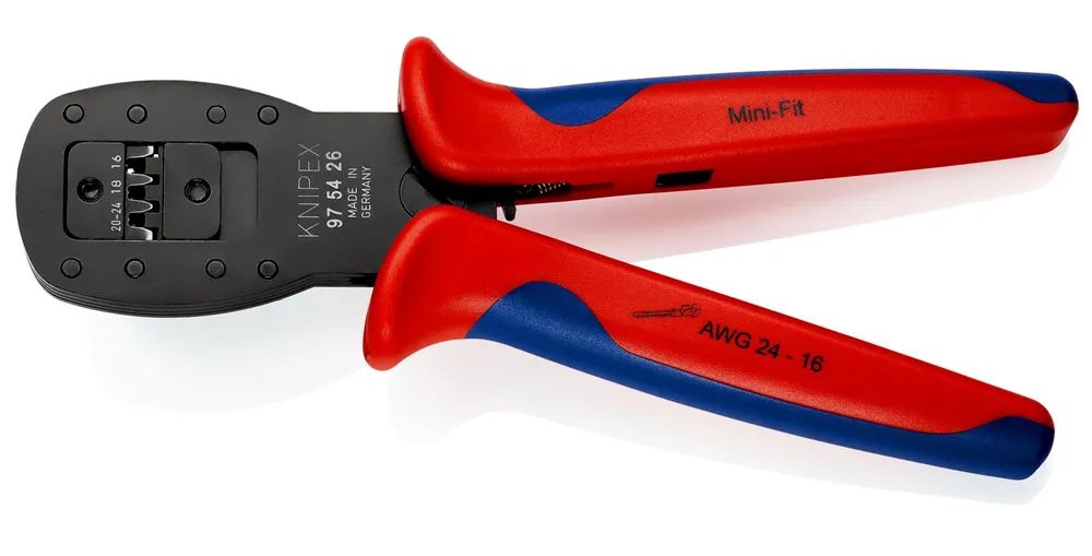 KNIPEX Crimpzange für Miniaturstecker Parallelcrimp Mini-Fit™ von Molex mit Mehrkomponenten-Hüllen brüniert 190 mm