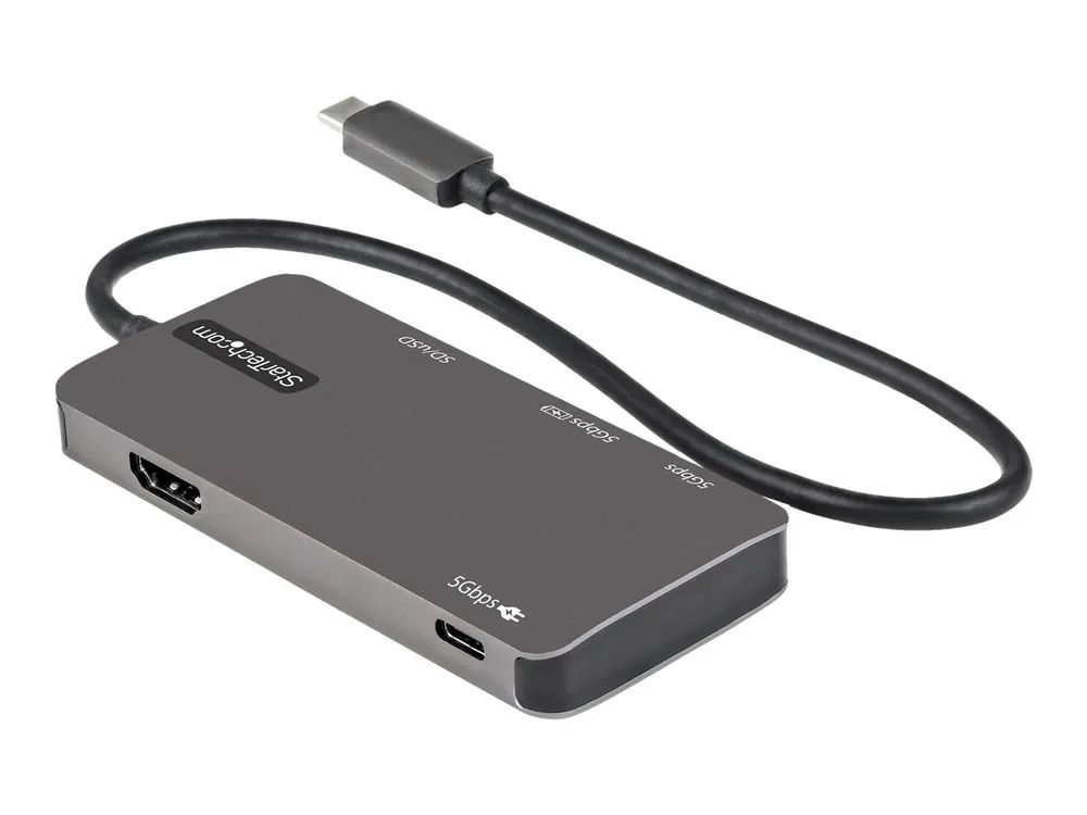 StarTech.com USB-C Multiport Adapter - USB-C auf 4K-HDMI, 100W PD Pass-Through, SD-/MicroSD-Steckplatz - USB-C-Mini-Dock - 30 cm langes Kabel (DKT30CHSDPD)
