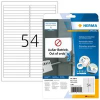 HERMA Ablösbare Beschriftungsstreifen A4 96x10 mm weiß Movables/ablösbar Papier matt 1350 St. - Weiß - Abgerundetes Rechteck - Entfernbar - Papier - Matte - Laser/Inkjet