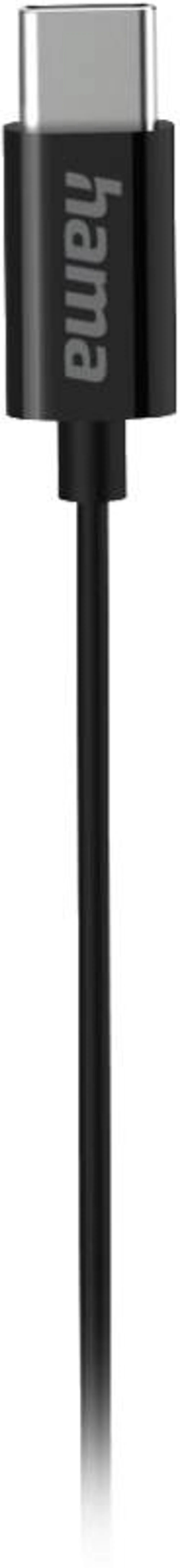 Hama Kopfhörer "Curly", In-Ear, Mikrofon, Kabelknickschutz, USB-C, Schwarz