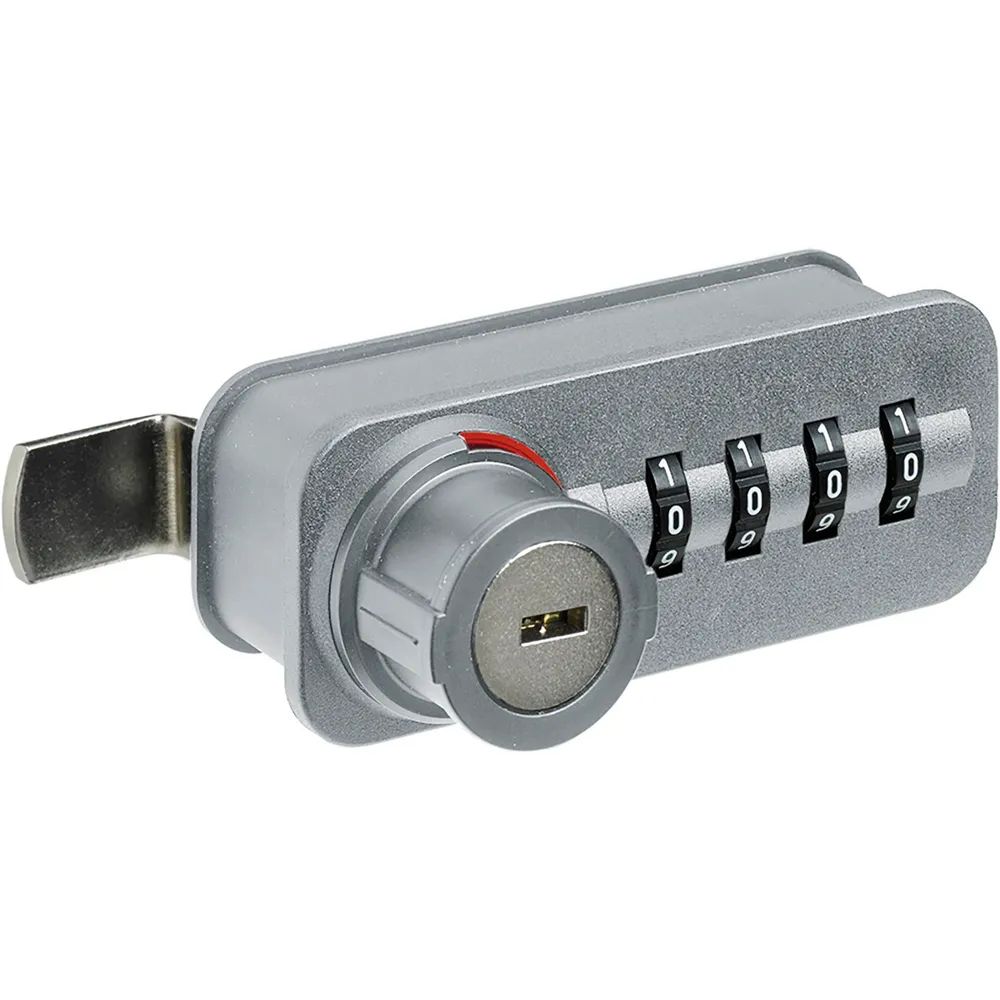 HETTICH Zahlenschloss mit Riegel -Freecode, links, Stahl/KS verchromt matt