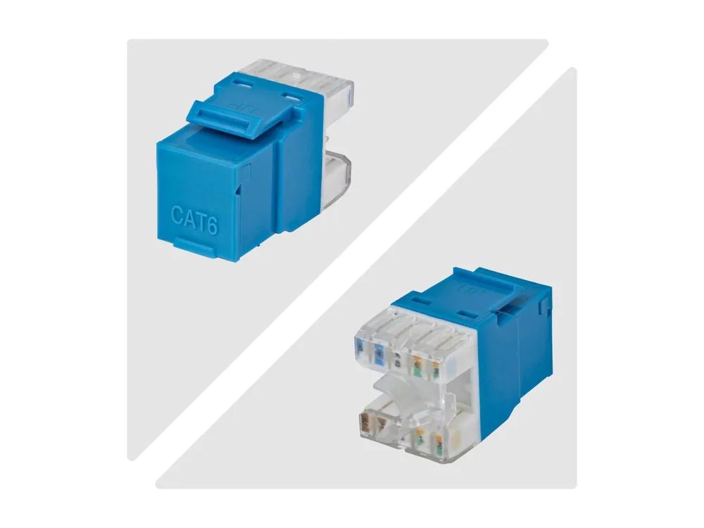 StarTech.com Startech - Keystone Jack - 180°, 110 Punch Down - CAT 6 - UTP - RJ-45 - Blau - TAA-konform (Packung mit 24)