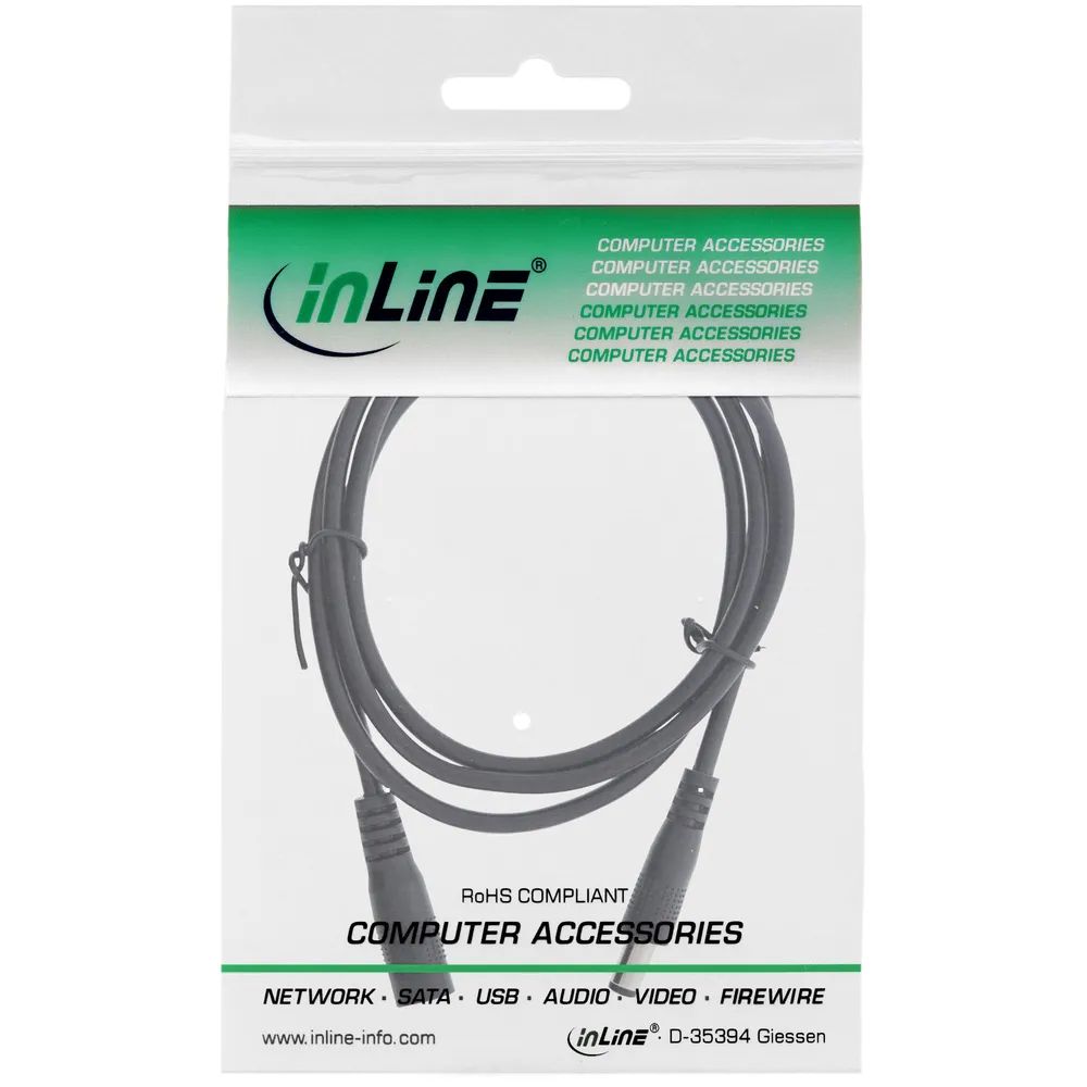 InLine Verlängerungskabel - DC Stecker 5,5x2,1mm - schwarz - 0,5m