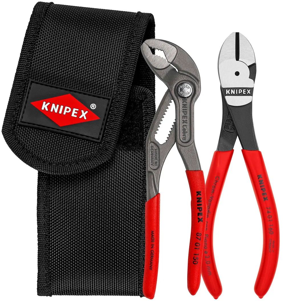 KNIPEX Mini-Zangenset in Werkzeuggürteltasche 1 x 87 01 150, 1 x 74 01 160 160 mm