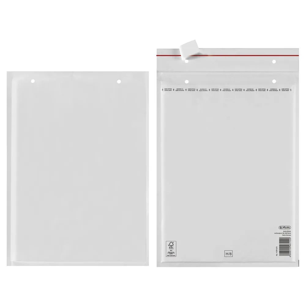 herlitz, Luftpolstertasche H, 29x37cm, haftklebend, weiß, 2er Packung