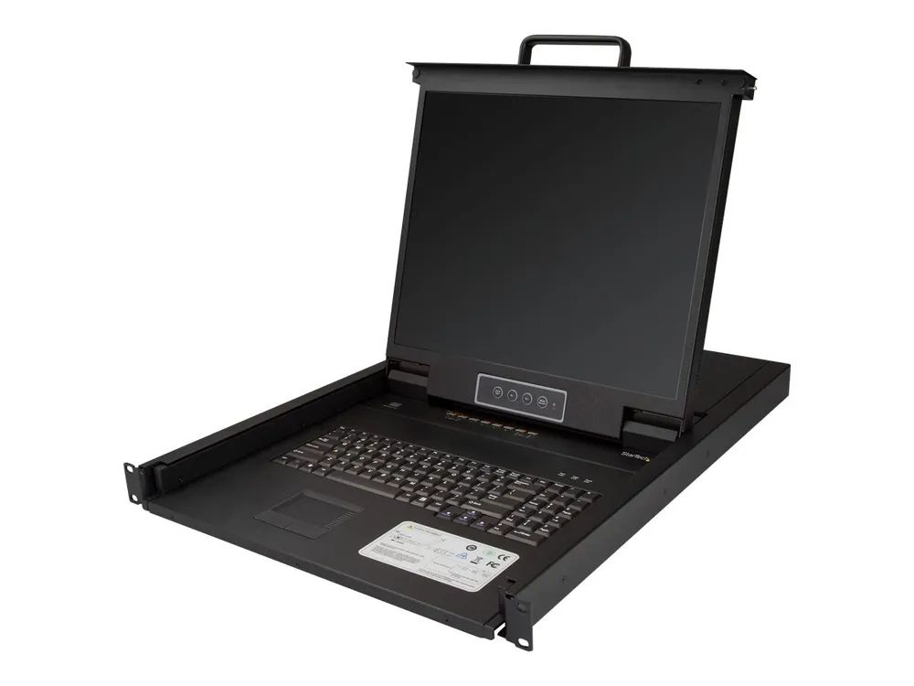 StarTech.com 8 Port Rack KVM Konsole mit 1,8 m Kabeln - US Tastatur(QWERTY), Integrierter KVM Switch mit 19" LCD Monitor - 1HE LCD KVM Konsole - OSD KVM - 50.000 MTBF - USB + VGA(RKCONS1908K) - KVM-Konsole mit KVM-Switch - 8 Anschlüsse - PS/2, USB - 