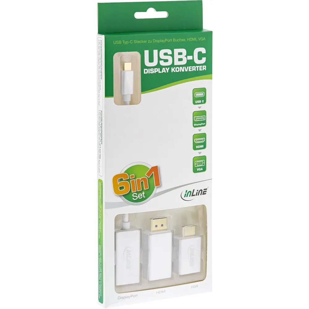 InLine USB Display Konverter Set 6-in-1 - 4K/60Hz silber