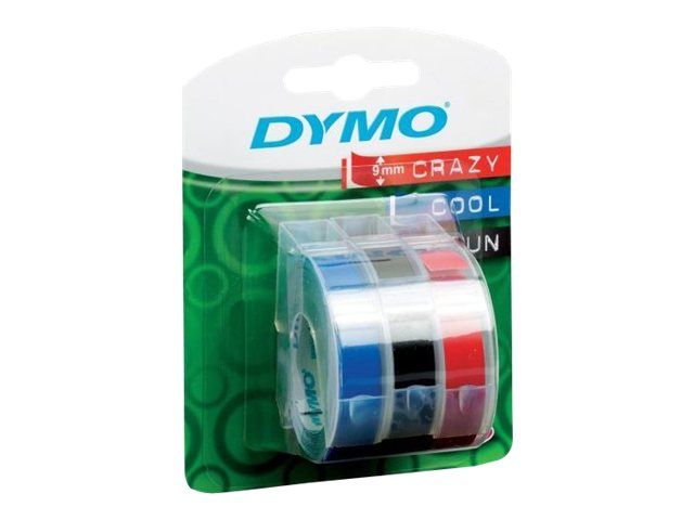 Dymo Selbstklebend - Schwarz, Blau, Rot - Rolle (0,9 cm x 3 m)