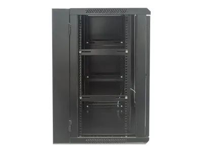 IC Intracom Intellinet Network Cabinet, Wall Mount (Double Section Hinged Swing Out), 15U, Usable Depth 425mm/Width 540mm, Black, Assembled, Max 30kg, Swings out for access to back of cabinet when installed on wall, 19",Parts for wall install (eg scr