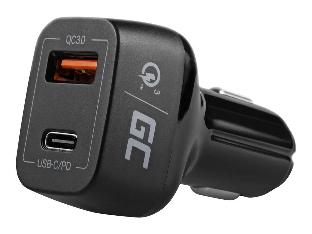 Green Cell Auto-Netzteil - 42 Watt - PD, QC 3.0 - 2 Ausgabeanschlussstellen (USB, USB-C)