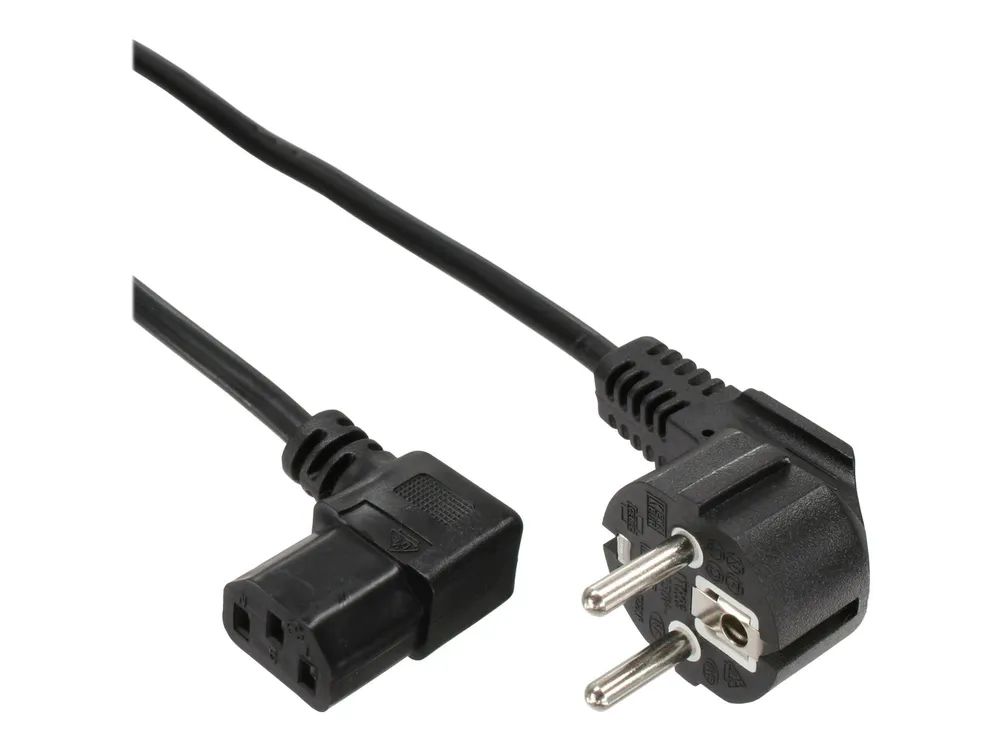 InLine 35er B-Pack Netzkabel - Schutzk. gew. / C13 rechts abgew. - schwarz - 1,8m