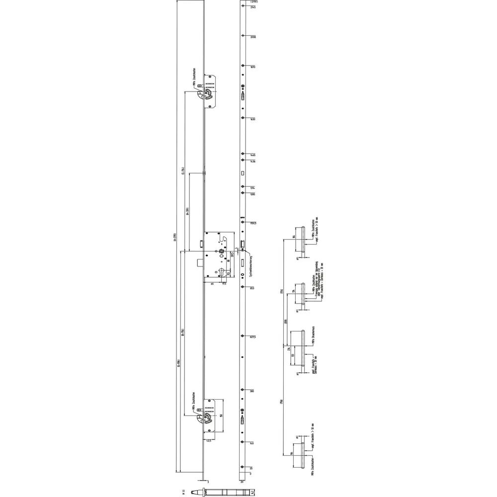 KFV MFV-Schloss BS 2600 ÖNORM, DM 65, Stulp 20 mm eckig, silber verzinkt