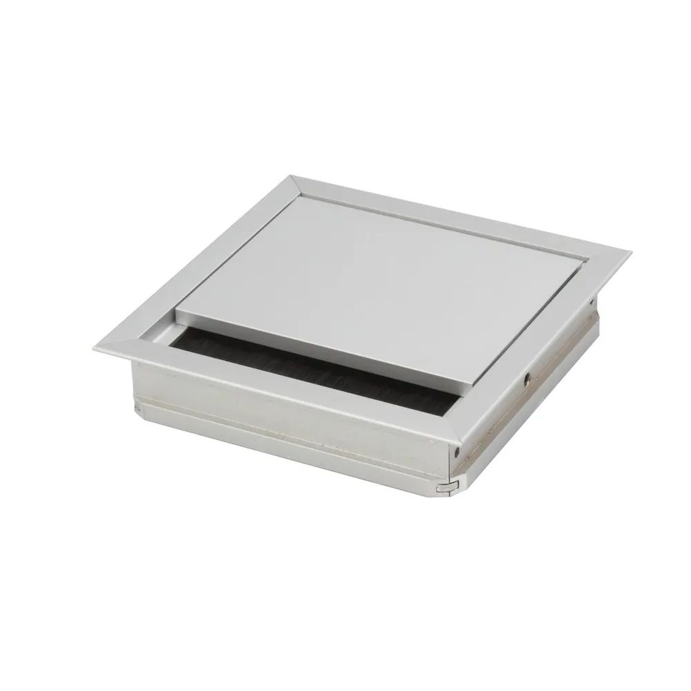 Confurn Export GmbH Kabeldurchgang eckig mit Staubschutzbürste, 70x70x25 mm, Aluminium eloxiert
