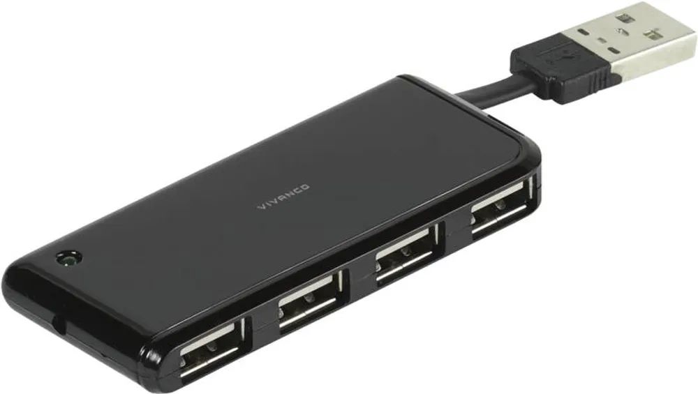 Vivanco USB 2.0 Hub, 4-Port m.integriertem USB-Anschluss