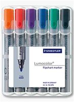 STAEDTLER Lumocolor - Marker - für Flipchart - Schwarz, Rot, Blau, Grün, Orange, Violett - wasserbasierte Tinte - 2 mm (Packung mit 6)
