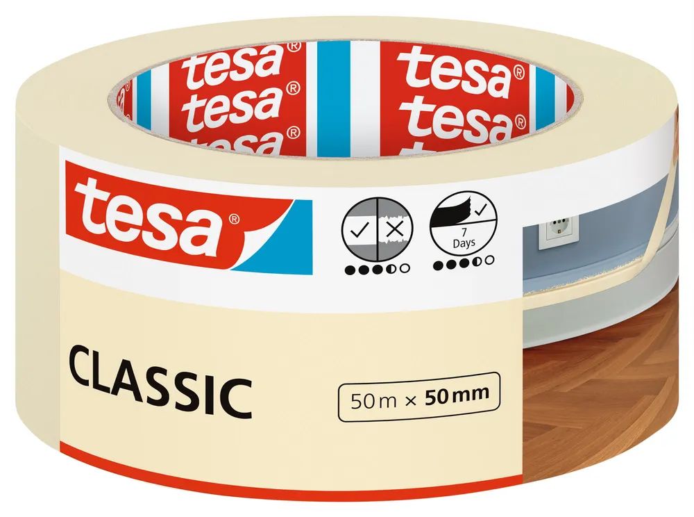 tesa® Klassik-Malerband 50m x 50mm, universelles Abdeckband
