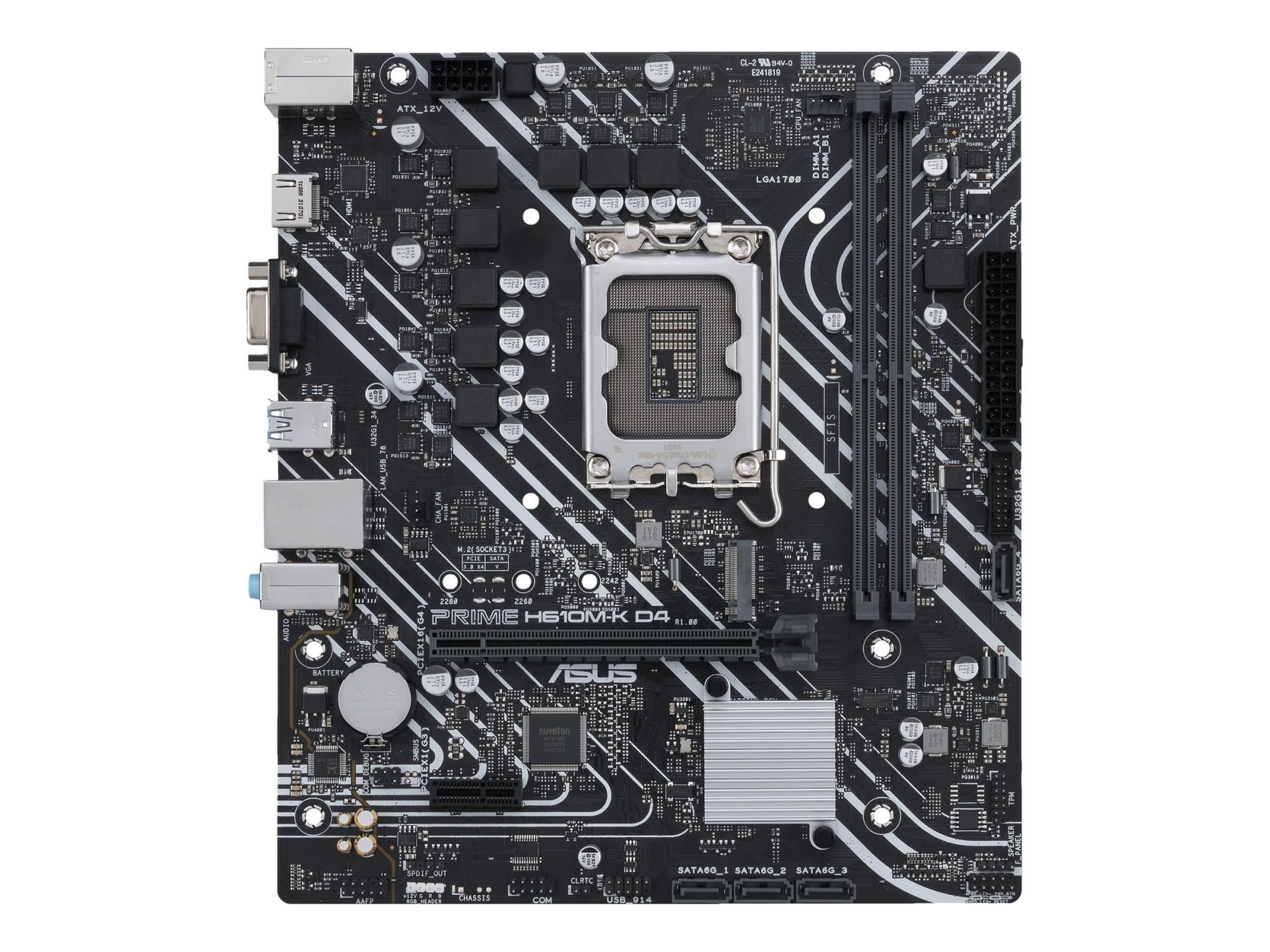 ASUS PRIME H610M-K D4 - Motherboard - micro ATX - LGA1700-Sockel - H610 Chipsatz - USB 3.2 Gen 1 - Gigabit LAN - Onboard-Grafik (CPU erforderlich)