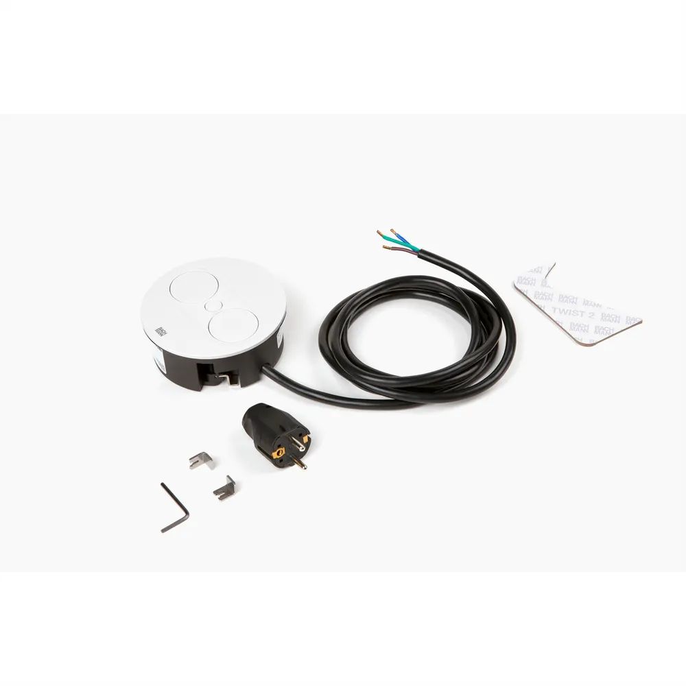BACHMANN TWIST 2 1xCEE7/3 1xUSB A/C 22W 2,0m AEH RAL9010 30GE rund