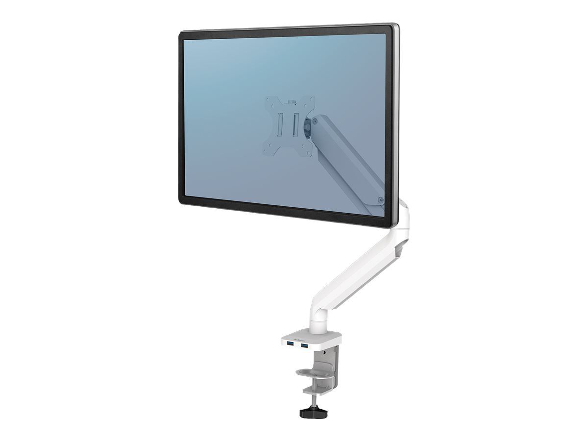 Fellowes Platinum Series - Befestigungskit - einstellbarer Arm - für Monitor - Aluminium - weiß - Bildschirmgröße: bis zu 68,6 cm (bis zu 27 Zoll)