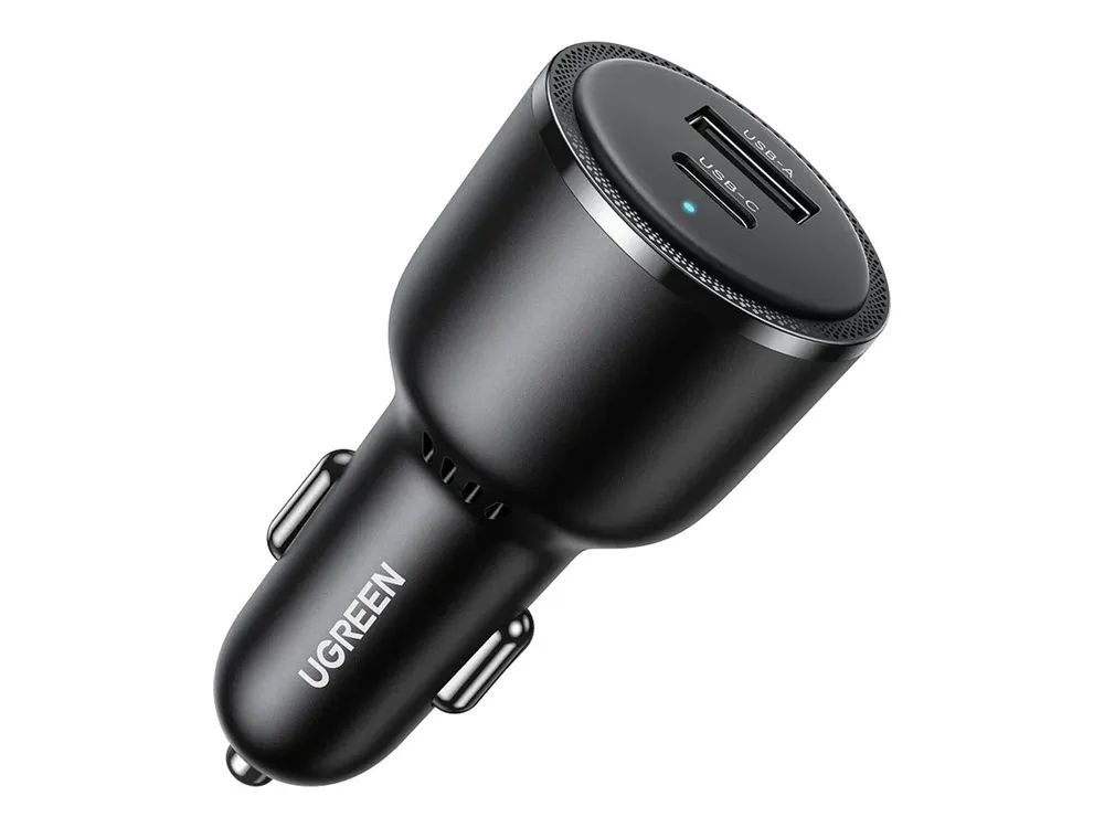 Ugreen Auto-Netzteil - 63 Watt - super-schnelles Laden 2.0, Huawei Fast Charge, AFC, USB BC 1.2, Apple 2.4A, Power Delivery 3.0 + PPS - 2 Ausgabeanschlussstellen (USB Typ A, USB-C)