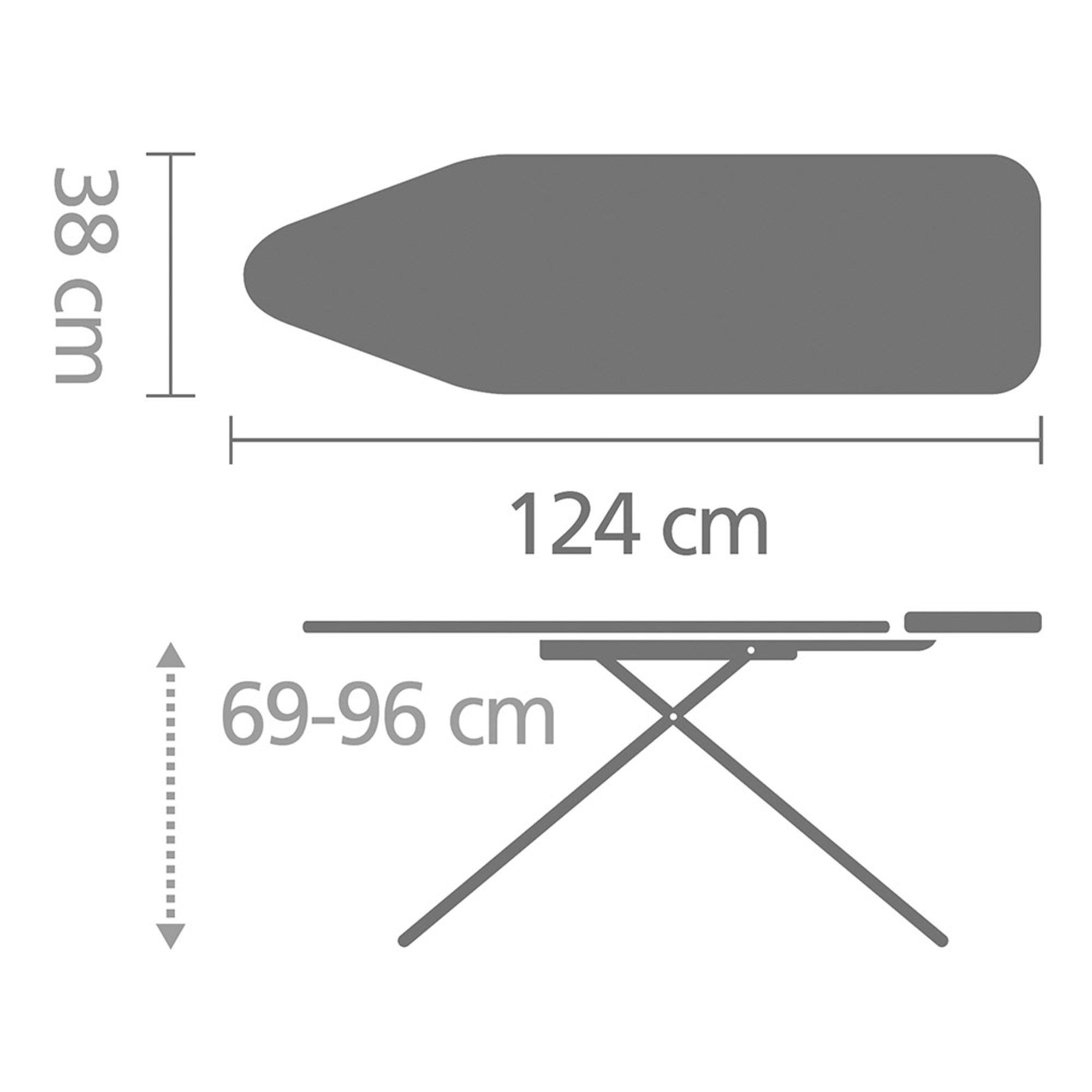 Brabantia Bügeltisch B, 124x38cm, Dst-Ablage Solid - Fresh Breeze