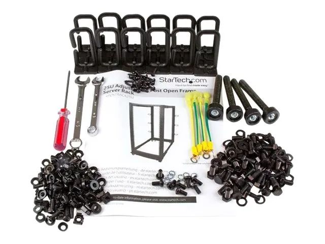 StarTech.com Open Frame Rack 25HE - 4 Pfosten Serverschrank - 58 cm - 104 cm tiefenverstellbar mit Rollen / Nivellierfüße und Kabelverwaltung (4POSTRACK25U)