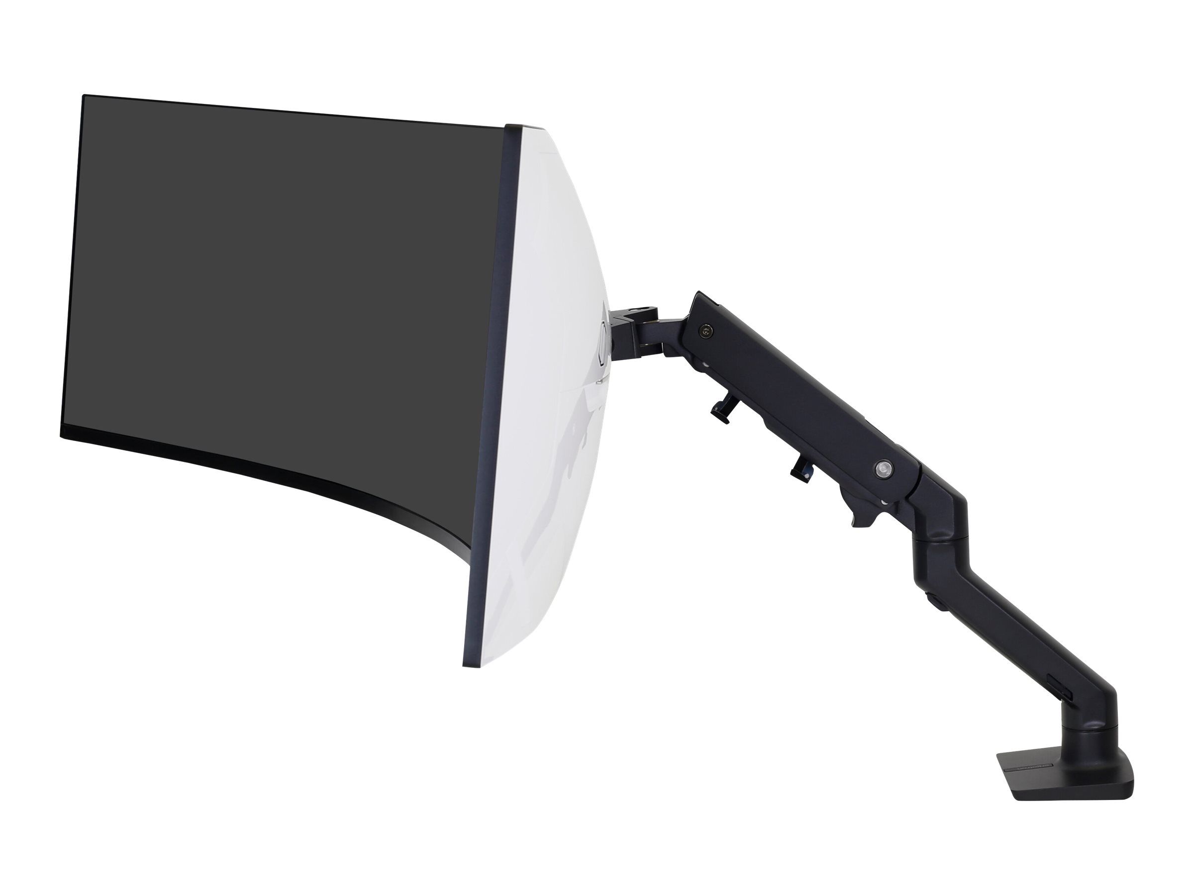 Ergotron HX - Befestigungskit (Gelenkarm, Spannbefestigung für Tisch, Tischplattenbohrung, Befestigungsteile, Verlängerungsteil, stabiles Drehgelenk) - Konstante Krafttechnologie - für LCD-Display / Curved LCD-Display - mattschwarz - Bildschirmgröße: