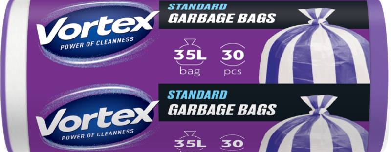 VORTEX Müllbeutel HDPE violett-weiß 35L 30 Stk 