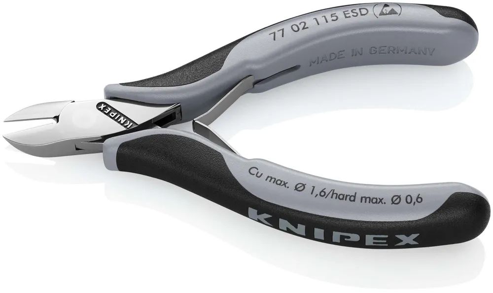 KNIPEX Elektronik-Seitenschneider ESD mit durchgestecktem Gelenk mit Mehrkomponenten-Hüllen 117 mm