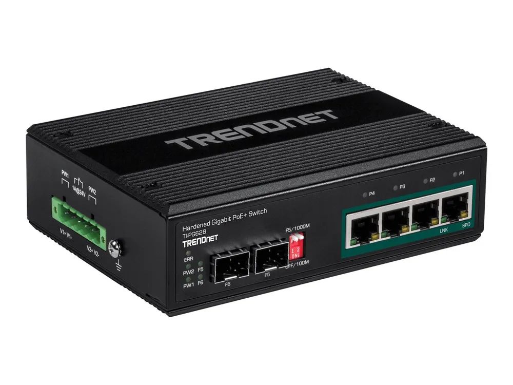 TRENDnet TI-PG62B - Switch - unmanaged - 4 x 10/100/1000 (PoE+)